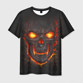 Мужская футболка 3D с принтом Skull Lava в Тюмени, 100% полиэфир | прямой крой, круглый вырез горловины, длина до линии бедер | Тематика изображения на принте: dead | demon | devil | executioner | metal | punisher | rap | rock | satan | skull | swag | каратель | метал | палач | рок | скелет | череп