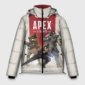 Мужская зимняя куртка 3D с принтом APEX LEGENDS в Тюмени, верх — 100% полиэстер; подкладка — 100% полиэстер; утеплитель — 100% полиэстер | длина ниже бедра, свободный силуэт Оверсайз. Есть воротник-стойка, отстегивающийся капюшон и ветрозащитная планка. 

Боковые карманы с листочкой на кнопках и внутренний карман на молнии. | apex | legend | legends | titanfall | апекс | бангалор | бладхаунд | верхушки | гибралтар | каустик | лайфлайн | легенда | легенды | ледженд | леджендс | мираж | рэйф | титанфол