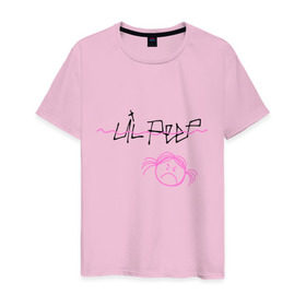 Мужская футболка хлопок с принтом Lil Peep в Тюмени, 100% хлопок | прямой крой, круглый вырез горловины, длина до линии бедер, слегка спущенное плечо. | gustav | lo fi | runaway | густав | лил | пип | пост эмо | реп | хип хоп | эмо рэп