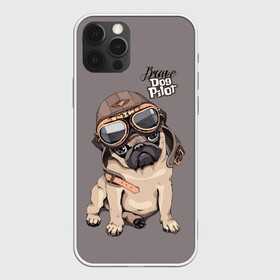 Чехол для iPhone 12 Pro Max с принтом Brave dog pilot в Тюмени, Силикон |  | Тематика изображения на принте: animal | beautiful | brave | childish | cute | dog | emblem | helmet | homemade | kid | pilot | pug | белый | детский | домашнее | животное | красивый | лётчик | малыш | милый | мопс | надпись | очки | пилот | рисунок | собака | текст | фон | хр