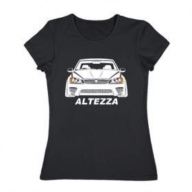 Женская футболка хлопок с принтом Toyota Altezza в Тюмени, 100% хлопок | прямой крой, круглый вырез горловины, длина до линии бедер, слегка спущенное плечо | altezza | toyota | toyota altezza