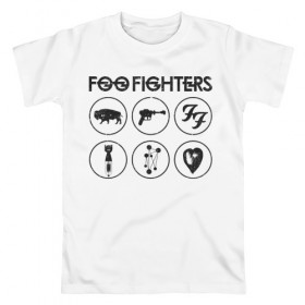 Мужская футболка хлопок с принтом Foo Fighters в Тюмени, 100% хлопок | прямой крой, круглый вырез горловины, длина до линии бедер, слегка спущенное плечо. | foo fighters | nirvana | альтернативный рок | группы | дейв грол | музыка | постгранж | рок | хард рок