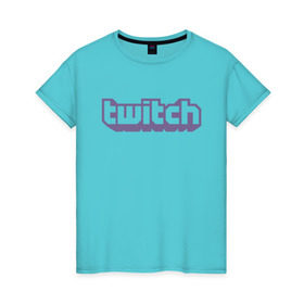 Женская футболка хлопок с принтом Twitch в Тюмени, 100% хлопок | прямой крой, круглый вырез горловины, длина до линии бедер, слегка спущенное плечо | stream | twitch | youtube | игры | популярные | стрим | твич | фиолетовый | ютуб