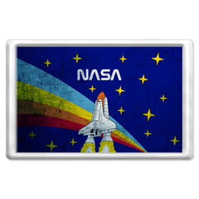 Магнит 45*70 с принтом NASA в Тюмени, Пластик | Размер: 78*52 мм; Размер печати: 70*45 | Тематика изображения на принте: shuttle | space | звёзды | космос | маск | наса | ракета | шатл