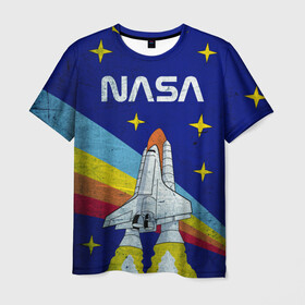 Мужская футболка 3D с принтом NASA в Тюмени, 100% полиэфир | прямой крой, круглый вырез горловины, длина до линии бедер | Тематика изображения на принте: shuttle | space | звёзды | космос | маск | наса | ракета | шатл