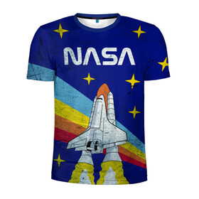 Мужская футболка 3D спортивная с принтом NASA в Тюмени, 100% полиэстер с улучшенными характеристиками | приталенный силуэт, круглая горловина, широкие плечи, сужается к линии бедра | shuttle | space | звёзды | космос | маск | наса | ракета | шатл
