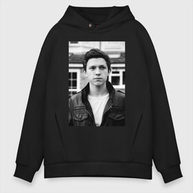 Мужское худи Oversize хлопок с принтом Tom Holland в Тюмени, френч-терри — 70% хлопок, 30% полиэстер. Мягкий теплый начес внутри —100% хлопок | боковые карманы, эластичные манжеты и нижняя кромка, капюшон на магнитной кнопке | Тематика изображения на принте: hollywood | tom holland | актер | голливуд | том холланд