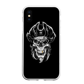 Чехол для iPhone XS Max матовый с принтом Пиратский череп в Тюмени, Силикон | Область печати: задняя сторона чехла, без боковых панелей | Тематика изображения на принте: dead | demon | devil | executioner | metal | pirat | punisher | rap | rock | satan | sea | skull | swag | каратель | метал | море | океан | палач | пират | рок | скелет | череп
