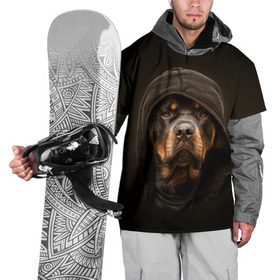 Накидка на куртку 3D с принтом Ротвейлер в капюшоне  в Тюмени, 100% полиэстер |  | rottweiler | капюшон | молоссы | пастух | пёс | собака | щенок