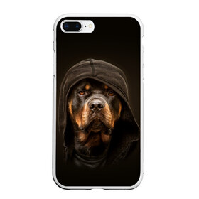 Чехол для iPhone 7Plus/8 Plus матовый с принтом Ротвейлер в капюшоне в Тюмени, Силикон | Область печати: задняя сторона чехла, без боковых панелей | rottweiler | капюшон | молоссы | пастух | пёс | собака | щенок