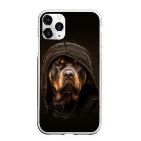 Чехол для iPhone 11 Pro Max матовый с принтом Ротвейлер в капюшоне в Тюмени, Силикон |  | rottweiler | капюшон | молоссы | пастух | пёс | собака | щенок
