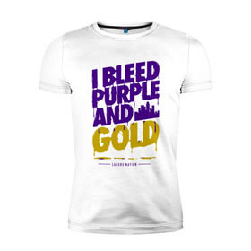 Мужская футболка премиум с принтом Lakers Nation в Тюмени, 92% хлопок, 8% лайкра | приталенный силуэт, круглый вырез ворота, длина до линии бедра, короткий рукав | Тематика изображения на принте: 