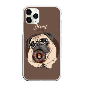 Чехол для iPhone 11 Pro матовый с принтом Donut party в Тюмени, Силикон |  | animal | baking | breed | chocolate | dog | donut | dr | eating | homemade | looking | party | pug | sweetness | вечеринка | выпечка | графика | домашнее | животное | картинка | кушает | мопс | надпись | пончик | порода | рисунок | сладость