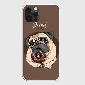 Чехол для iPhone 12 Pro Max с принтом Donut party в Тюмени, Силикон |  | animal | baking | breed | chocolate | dog | donut | dr | eating | homemade | looking | party | pug | sweetness | вечеринка | выпечка | графика | домашнее | животное | картинка | кушает | мопс | надпись | пончик | порода | рисунок | сладость