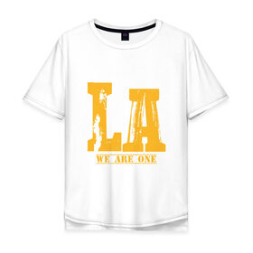 Мужская футболка хлопок Oversize с принтом Lakers - We Are One в Тюмени, 100% хлопок | свободный крой, круглый ворот, “спинка” длиннее передней части | cavaliers | cleveland | coach | james | king | lakers | lebron | los angeles | nba | player | slam dunk | sport | team | баскетбол | борода | джеймс | игрок | кавальерс | калиф | кливленд | король | леброн | лейкерс | лос анджелес | нба | слэм д