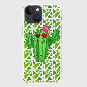 Чехол для iPhone 13 mini с принтом Позитивный кактус в Тюмени,  |  | Тематика изображения на принте: веселый кактус | зеленый | иголки | кактусы | колючий | летний | лето | настроение | прикольный | радостный | счастье | цветок | цветы | эмоции