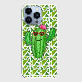 Чехол для iPhone 13 Pro с принтом Позитивный кактус в Тюмени,  |  | Тематика изображения на принте: веселый кактус | зеленый | иголки | кактусы | колючий | летний | лето | настроение | прикольный | радостный | счастье | цветок | цветы | эмоции