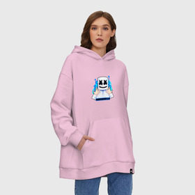 Худи SuperOversize хлопок с принтом Marshmello в Тюмени, 70% хлопок, 30% полиэстер, мягкий начес внутри | карман-кенгуру, эластичная резинка на манжетах и по нижней кромке, двухслойный капюшон
 | christopher | comstock | dj | dotcom | friends | marshmallow | marshmello | usa | диджей | друзья | комсток | крис | маршмэллоу | продюсер | сша