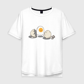 Мужская футболка хлопок Oversize с принтом Soul в Тюмени, 100% хлопок | свободный крой, круглый ворот, “спинка” длиннее передней части | белок | душа | желток | омлет | приведение | призрак | разбитый | юмор | яичко | яйцо