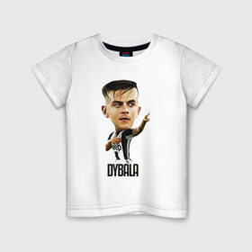 Детская футболка хлопок с принтом Dybala в Тюмени, 100% хлопок | круглый вырез горловины, полуприлегающий силуэт, длина до линии бедер | Тематика изображения на принте: champion | cr7 | cristiano | game | goal | italy | juventus | madrid | real | ronaldo | spain | team | буффон | гол | дибала | золотой мяч | игрок | испания | италия | криштиану | мадрид | португалия | реал | роналду | спорт | тренер | футбол | 