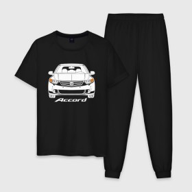 Мужская пижама хлопок с принтом Honda Accord 8 поколение в Тюмени, 100% хлопок | брюки и футболка прямого кроя, без карманов, на брюках мягкая резинка на поясе и по низу штанин
 | accord 8 | honda | honda accord | honda accord 8