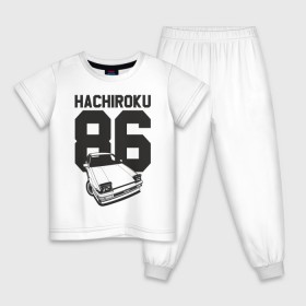 Детская пижама хлопок с принтом Toyota AE86 Hachiroku в Тюмени, 100% хлопок |  брюки и футболка прямого кроя, без карманов, на брюках мягкая резинка на поясе и по низу штанин
 | Тематика изображения на принте: ae86 hachiroku | hachiroku | toyota | toyota ae86 | toyota ae86 hachiroku | хачироку