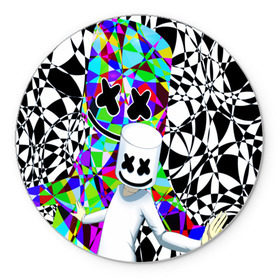 Коврик круглый с принтом Marshmello в Тюмени, резина и полиэстер | круглая форма, изображение наносится на всю лицевую часть | alone | beautiful now | disc | dj | jockey | marshmallow | американский | диджей | дискотека | маршмэллоу | продюсер