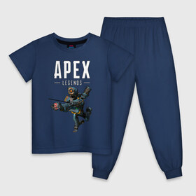 Детская пижама хлопок с принтом APEX - Pathfinder в Тюмени, 100% хлопок |  брюки и футболка прямого кроя, без карманов, на брюках мягкая резинка на поясе и по низу штанин
 | apex | apex legends | battle royale | br | games | new | titanfall | ttf | апекс | апех | бангалор | батл рояль | бладхаунд | игры | каустик | лайфлайн | мираж | рэйф | тайтанфол | титанфол