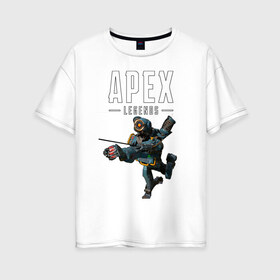 Женская футболка хлопок Oversize с принтом APEX - Pathfinder в Тюмени, 100% хлопок | свободный крой, круглый ворот, спущенный рукав, длина до линии бедер
 | apex | apex legends | battle royale | br | games | new | titanfall | ttf | апекс | апех | бангалор | батл рояль | бладхаунд | игры | каустик | лайфлайн | мираж | рэйф | тайтанфол | титанфол