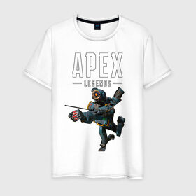 Мужская футболка хлопок с принтом APEX - Pathfinder в Тюмени, 100% хлопок | прямой крой, круглый вырез горловины, длина до линии бедер, слегка спущенное плечо. | apex | apex legends | battle royale | br | games | new | titanfall | ttf | апекс | апех | бангалор | батл рояль | бладхаунд | игры | каустик | лайфлайн | мираж | рэйф | тайтанфол | титанфол