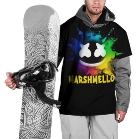Накидка на куртку 3D с принтом Marshmello в Тюмени, 100% полиэстер |  | Тематика изображения на принте: alone | beautiful now | disc | dj | jockey | marshmallow | американский | диджей | дискотека | маршмэллоу | продюсер