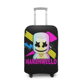 Чехол для чемодана 3D с принтом Marshmello в Тюмени, 86% полиэфир, 14% спандекс | двустороннее нанесение принта, прорези для ручек и колес | alone | beautiful now | disc | dj | jockey | marshmallow | американский | диджей | дискотека | маршмэллоу | продюсер