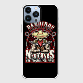 Чехол для iPhone 13 Pro Max с принтом Bandidos в Тюмени,  |  | cartridges | drawing | graphic | hat | mexican | mexico | ornament | patterns | revolvers | rope | tape | tequila | thug | weapon | бандит | верёвка | графика | лента | мексика | мексиканский | орнамент | оружие | патроны | револьверы | рисунок | текила |