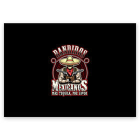 Поздравительная открытка с принтом Bandidos в Тюмени, 100% бумага | плотность бумаги 280 г/м2, матовая, на обратной стороне линовка и место для марки
 | cartridges | drawing | graphic | hat | mexican | mexico | ornament | patterns | revolvers | rope | tape | tequila | thug | weapon | бандит | верёвка | графика | лента | мексика | мексиканский | орнамент | оружие | патроны | револьверы | рисунок | текила |