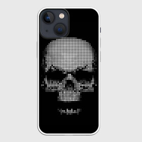 Чехол для iPhone 13 mini с принтом Череп в Тюмени,  |  | background | black | day of the dead | death | drawing | graphics | h | halloween | points | raster | skeleton | skull | symbol | teeth | взгляд | графика | день мертвых | зубы | мексика | праздник | растр | рисунок | символ | скелет | точки | фо