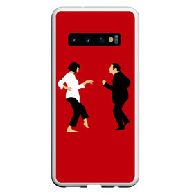 Чехол для Samsung Galaxy S10 с принтом Криминальное чтиво в Тюмени, Силикон | Область печати: задняя сторона чехла, без боковых панелей | Тематика изображения на принте: pulp fiction | бульварное чтиво | квентин | криминальное чтиво | минимализм | танец | тарантино | ума турман