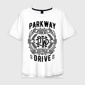 Мужская футболка хлопок Oversize с принтом Parkway Drive в Тюмени, 100% хлопок | свободный крой, круглый ворот, “спинка” длиннее передней части | Тематика изображения на принте: atlas | ire | parkway drive | pd | группы | метал | музыка | рок | хеви метал