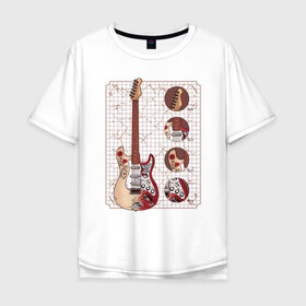 Мужская футболка хлопок Oversize с принтом Гитара в Тюмени, 100% хлопок | свободный крой, круглый ворот, “спинка” длиннее передней части | guitar | гитара | гитары | с гитарой