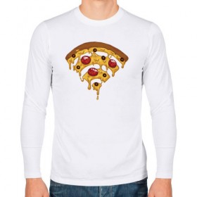 Мужской лонгслив хлопок с принтом Пицца Wi-Fi в Тюмени, 100% хлопок |  | pizza | wi fi | wifi | абстракция | вай фай | интернет | пицца