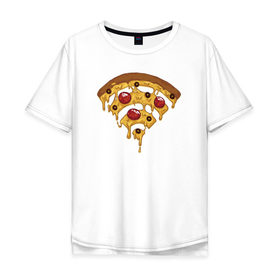 Мужская футболка хлопок Oversize с принтом Пицца Wi-Fi в Тюмени, 100% хлопок | свободный крой, круглый ворот, “спинка” длиннее передней части | Тематика изображения на принте: pizza | wi fi | wifi | абстракция | вай фай | интернет | пицца