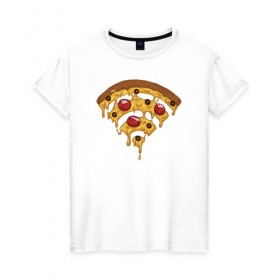 Женская футболка хлопок с принтом Пицца Wi-Fi в Тюмени, 100% хлопок | прямой крой, круглый вырез горловины, длина до линии бедер, слегка спущенное плечо | pizza | wi fi | wifi | абстракция | вай фай | интернет | пицца