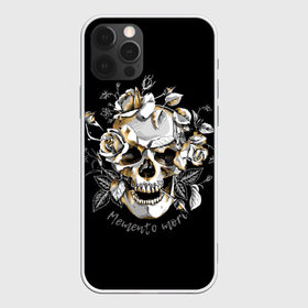 Чехол для iPhone 12 Pro Max с принтом Memento mori в Тюмени, Силикон |  | blac | death | drawing | flowers | graphics | head | ornament | patterns | remember | roses | skeleton | skull | symbol | голова | графика | надпись | орнамент | помни | рисунок | розы | символ | скелет | текст | узоры | фон | цветы | череп | чер