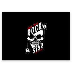 Поздравительная открытка с принтом Free soul rock star. life is s в Тюмени, 100% бумага | плотность бумаги 280 г/м2, матовая, на обратной стороне линовка и место для марки
 | Тематика изображения на принте: free soul | hard | heavy | life | mus | music | rock | rock star | short | skull | гитары | графика | душа | жесткий | жизнь | инструменты | коротка | музыка | музыкальные | надпись | рисунок | рок | рок звезда | свободная | символ