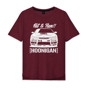Мужская футболка хлопок Oversize с принтом Nissan Silvia S14 Hoonigan в Тюмени, 100% хлопок | свободный крой, круглый ворот, “спинка” длиннее передней части | hoonigan | nissan | nissan silvia s14 | silvia s14