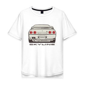 Мужская футболка хлопок Oversize с принтом Nissan Skyline R32 в Тюмени, 100% хлопок | свободный крой, круглый ворот, “спинка” длиннее передней части | nissan | nissan skyline | nissan skyline r32 | r32 | skyline r32