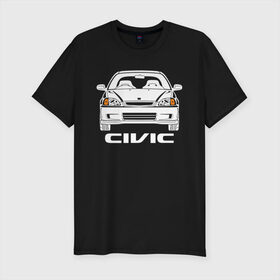Мужская футболка хлопок Slim с принтом Honda Civic EK 6 поколение в Тюмени, 92% хлопок, 8% лайкра | приталенный силуэт, круглый вырез ворота, длина до линии бедра, короткий рукав | Тематика изображения на принте: civic ek | ek 6 поколение | honda | honda civic | honda civic ek 6 поколение