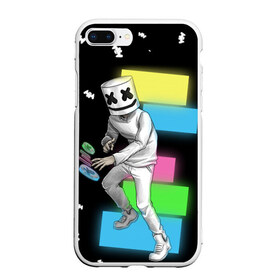 Чехол для iPhone 7Plus/8 Plus матовый с принтом Marshmello в Тюмени, Силикон | Область печати: задняя сторона чехла, без боковых панелей | dj | electro | electronic | marshmello | mask | music | зефир | маршмелоу | музыка