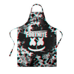 Фартук 3D с принтом FORTNITE & MARSHMELLO. в Тюмени, 100% полиэстер | общий размер — 65 х 85 см, ширина нагрудника — 26 см, горловина — 53 см, длина завязок — 54 см, общий обхват в поясе — 173 см. Принт на завязках и на горловине наносится с двух сторон, на основной части фартука — только с внешней стороны | black white | fortnite | fortnite 2 | fortnite x | marshmello | ninja | ninja hyper streamer | ninja streamer | streamer | tyler blevins | дизайн | игра | маршмелло | ниндзя | разрушение | стиль | улыбка | фортнайт | фортнайт 2 