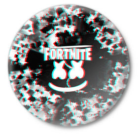 Значок с принтом Fortnite Marshmello (Glitch). в Тюмени,  металл | круглая форма, металлическая застежка в виде булавки | Тематика изображения на принте: black white | fortnite | fortnite 2 | fortnite x | marshmello | ninja | ninja hyper streamer | ninja streamer | streamer | tyler blevins | дизайн | игра | маршмелло | ниндзя | разрушение | стиль | улыбка | фортнайт | фортнайт 2 