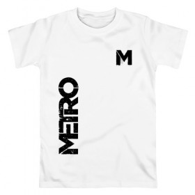 Мужская футболка хлопок с принтом METRO в Тюмени, 100% хлопок | прямой крой, круглый вырез горловины, длина до линии бедер, слегка спущенное плечо. | exodus | horror | metro 2033 | metro exodus | survival | игры | исход | метро | метро 2035